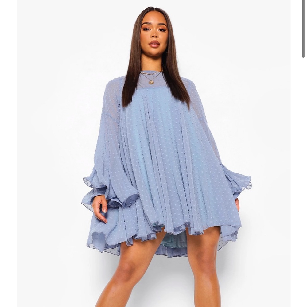Plus Blue Flowy Dress